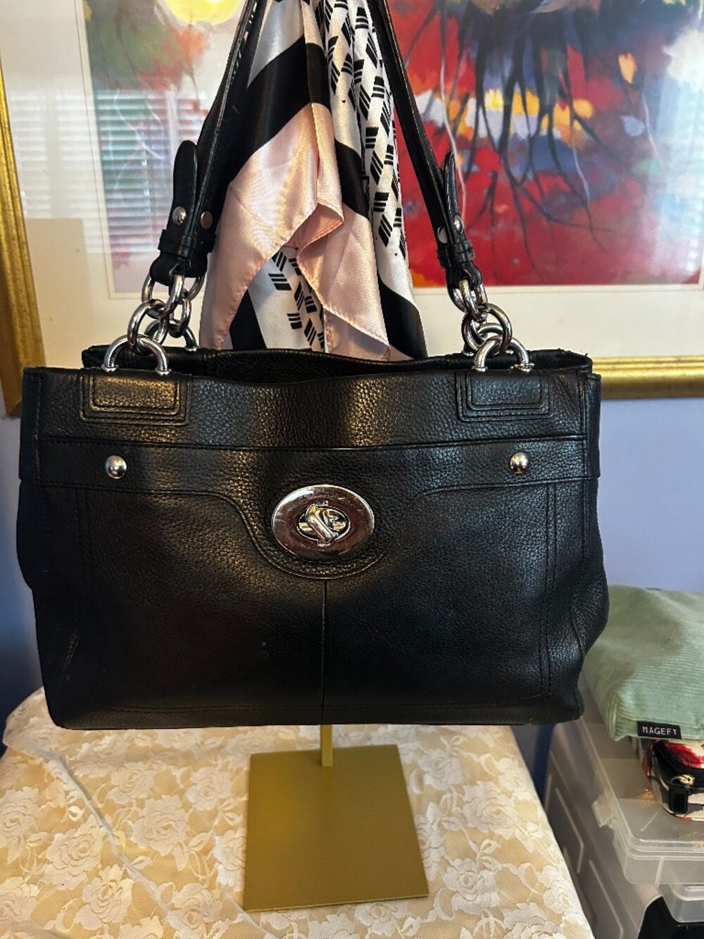Vintage Coach Penelope Black Pebbled Leather Shoulder Bag
